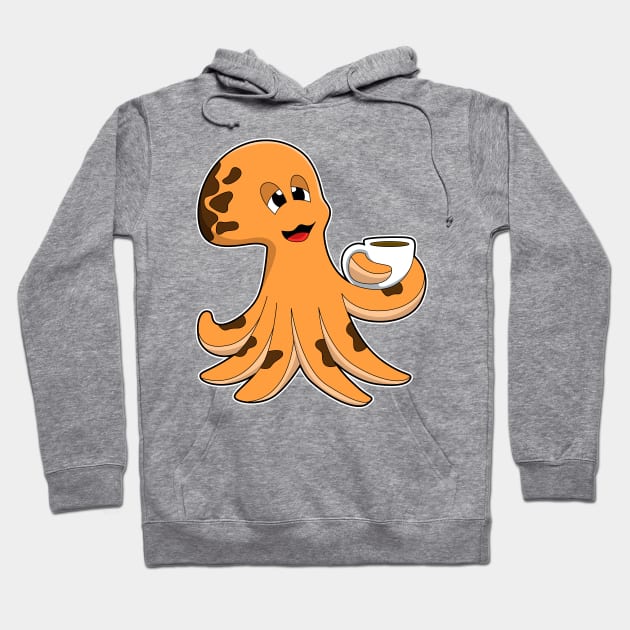 Octopus with Cup of Coffee Hoodie by Markus Schnabel